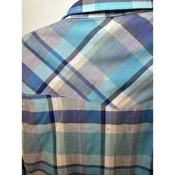 Vintage Wrangler Cowboy Cut X-Long Tails Snap Plaid Size 16.5x33Regular Fit - Picture 6 of 7